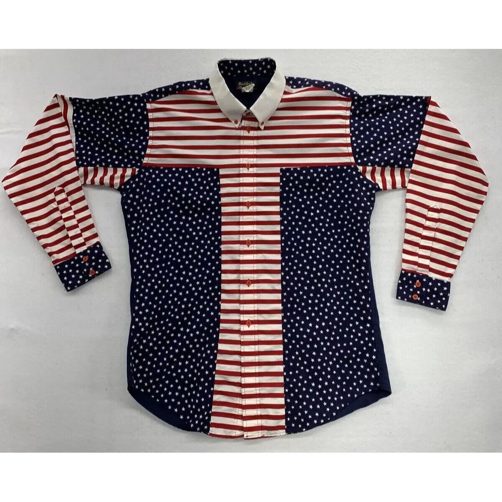 Ruddock Bros. Contemporary Fit Men Button Down Shirt Size Large Patriotic